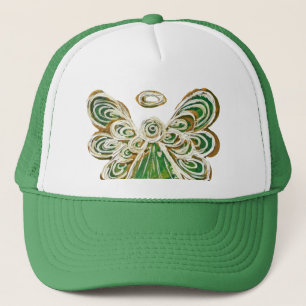Green Guardian Angel Custom Art Hat or Cap