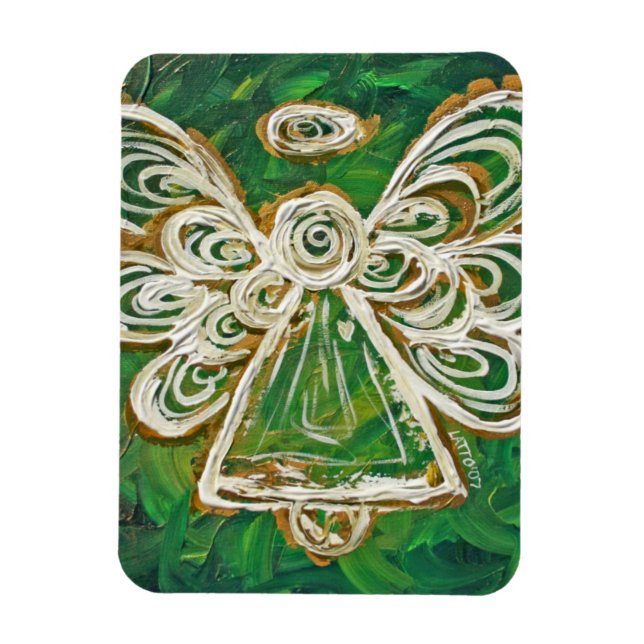 Green Guardian Angel Custom Magnet Art Painting (Vertical)