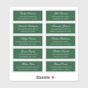Green guest names address. Wedding shipping labels