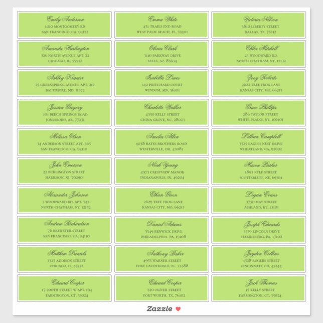 Green guests names address. Wedding shipping label (Sheet)