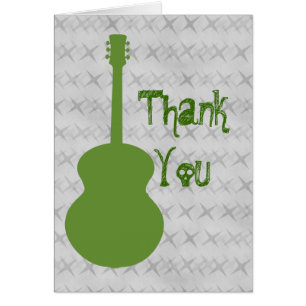 Green Guitar Grunge Thank You Card