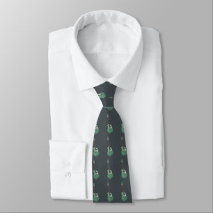 Green guitar pattern on an off-black tie