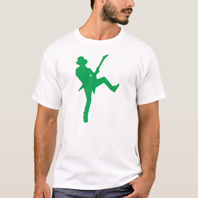 Green Guitar Player Silhouette T-Shirt (Front)