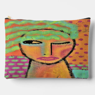 Green Hair Original Abstract Art Accessory Pouch