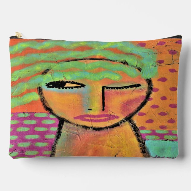 Green Hair Original Abstract Art Accessory Pouch (Front)