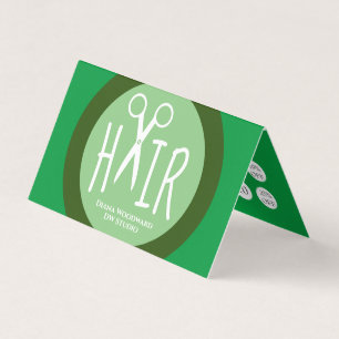 Green Hairdressers Folded Business Loyalty Card