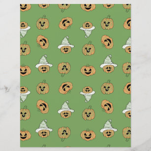 Green Halloween Pumpkin & Ghost Pattern Scrapbook