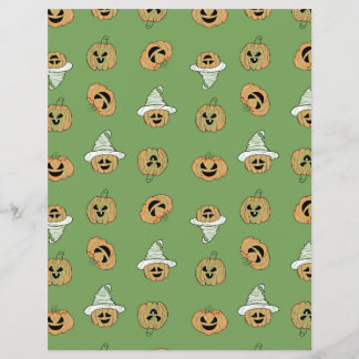 Green Halloween Pumpkin & Ghost Pattern Scrapbook 