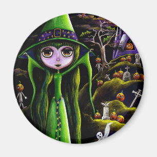 Green Halloween Witch Magnet