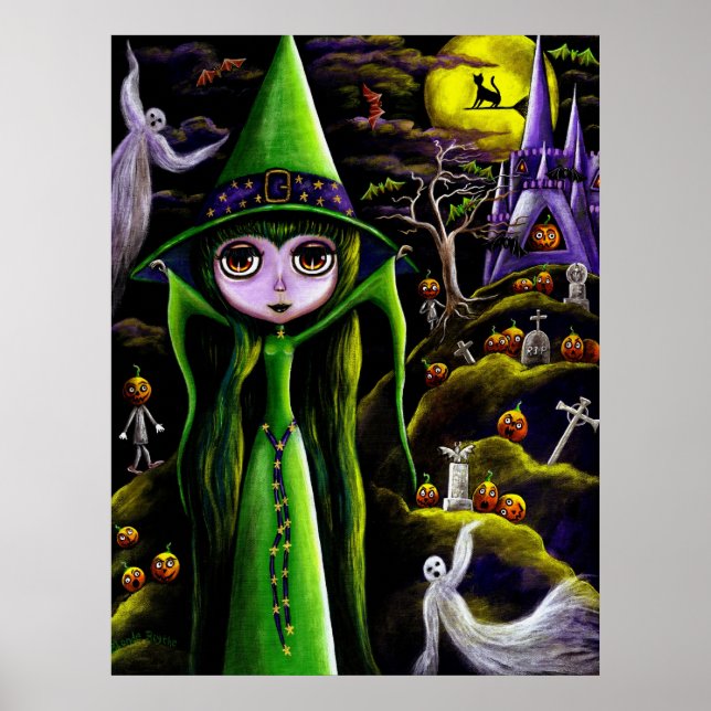 Green Halloween Witch Poster (Front)