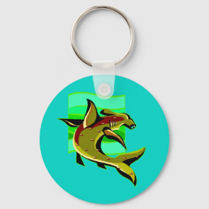 Green Hammerhead Shark Key Ring
