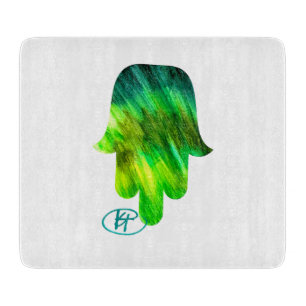 Green Hamsa Art Cutting Board