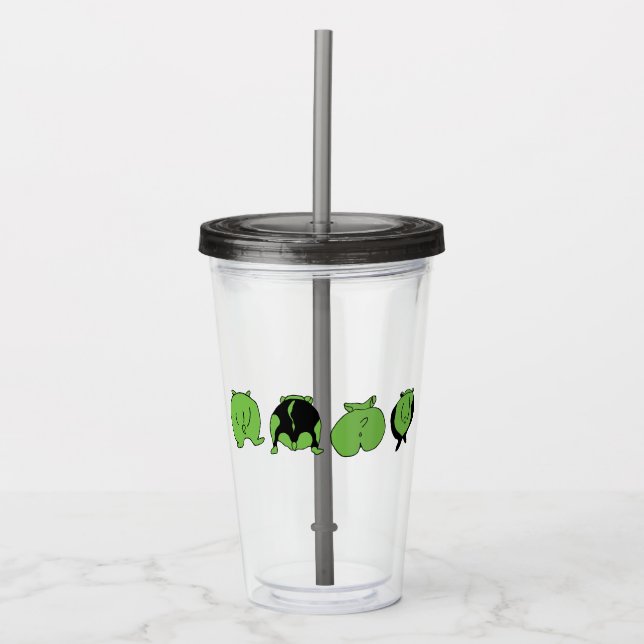 Green Hamster Butts Acrylic Tumbler (Front)