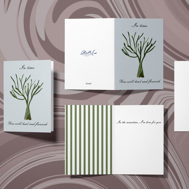 Green hand drawn bare tree heartfelt card (Creator Uploaded)