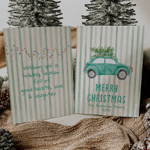 Green Hand Drawn Christmas Car Tree Non-Photo