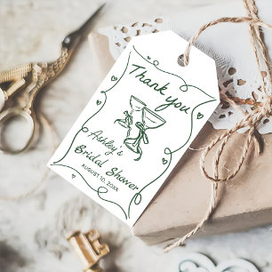 Green Hand Drawn Cocktail Bridal Shower Gift Tags