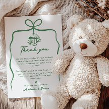 Green Hand Drawn Doodle Bow Whimsical Baby Shower