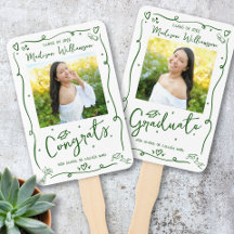 Green Hand Drawn Doodle Graduation 2 Photo White