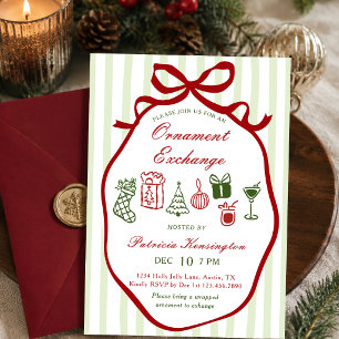 Green Hand Drawn Favourite Things Christmas Party Invitation