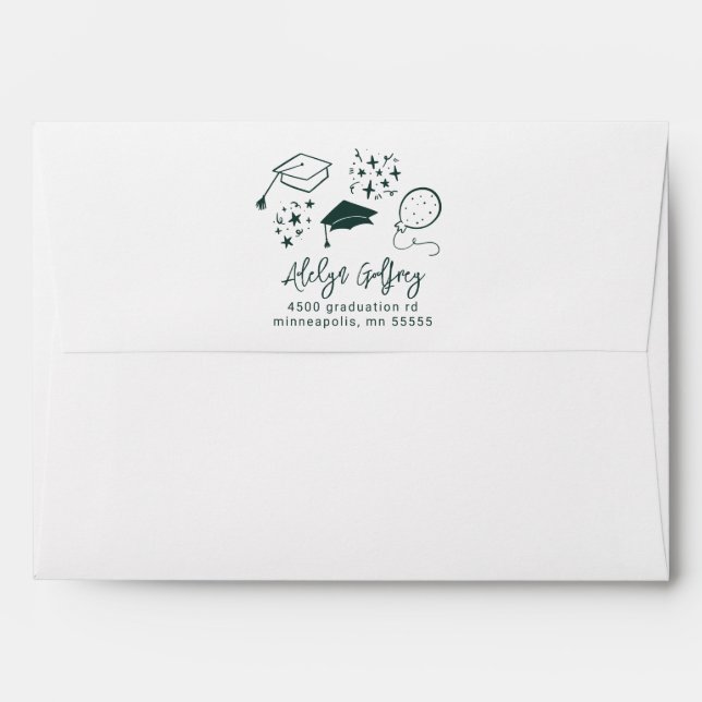 Green Hand Drawn Graduation Icons  Envelope (Back (Top Flap))