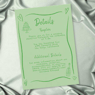 Green Hand Drawn Heart Whimsical Modern Wedding Enclosure Card
