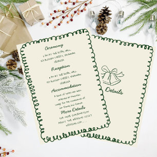 green hand drawn heart Whimsical Wedding details Invitation