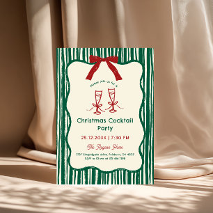 Green Hand Drawn Whimsical Wavy Frame Christmas Invitation