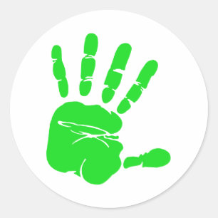 Green Hand print Classic Round Sticker
