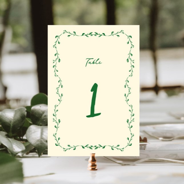 Green Handwritten Wedding Table Number (Creator Uploaded)