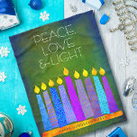 Green Hanukkah Menorah Candles Peace Love Light Fleece Blanket<br><div class="desc">“Peace, love & light.” A playful, modern, artsy illustration of boho pattern candles in a menorah helps you usher in the holiday of Hanukkah. Assorted blue candles with colourful faux foil patterns overlay a rich, deep green textured background. Feel the warmth and joy of the holiday season whenever you wrap...</div>