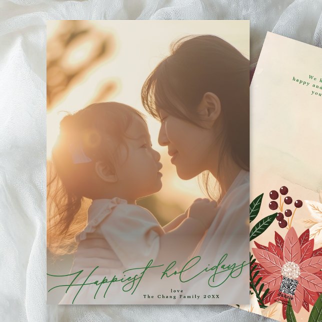 Green Happiest Elegant Splendour Photo Christmas  Holiday Card (Creator Uploaded)