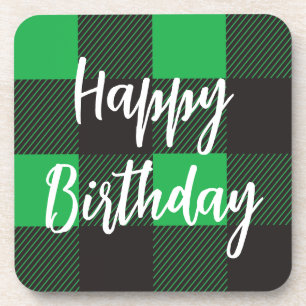 Green Happy Birthday Coaster