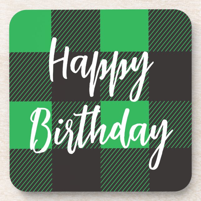 Green Happy Birthday Coaster (Front)