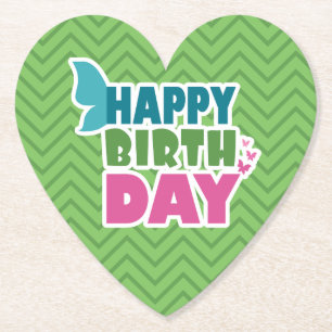 Green happy birthday spring butterfly  paper coaster