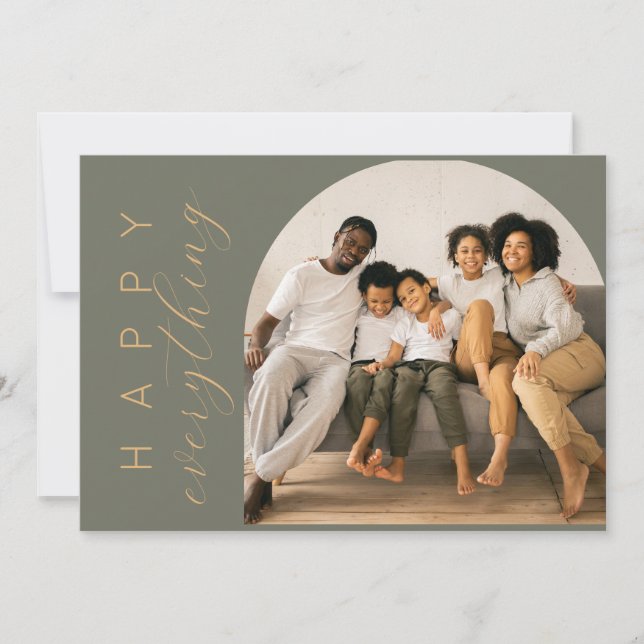 Green Happy EVERYTHING Holiday Card (Front)