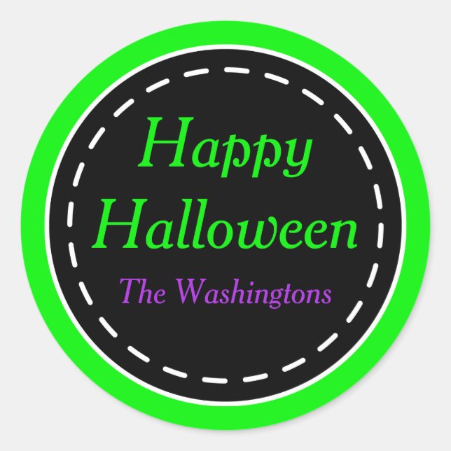 Green Happy Halloween Stickers (Front)