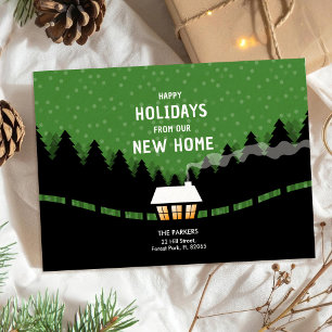 Green Happy Holidays from our New Home Card
