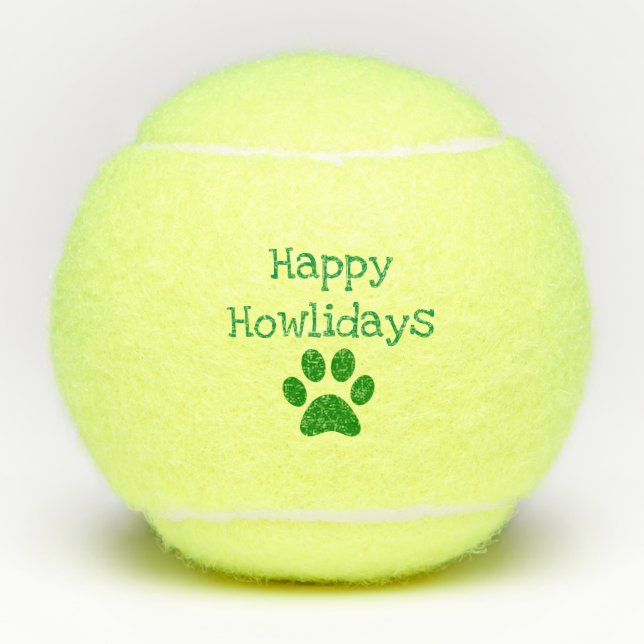 Green Happy Holidays Holidays Christmas Pet Dog Tennis Balls (Front)