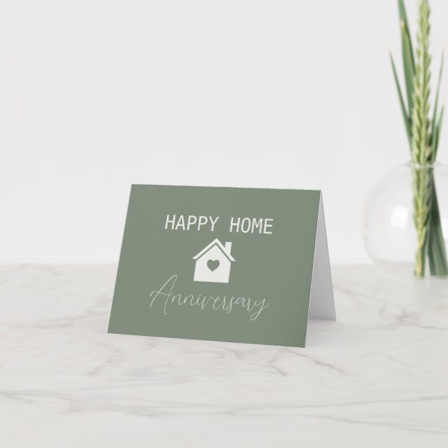 Green Happy Home Anniversary Real Estate  Card (Front)