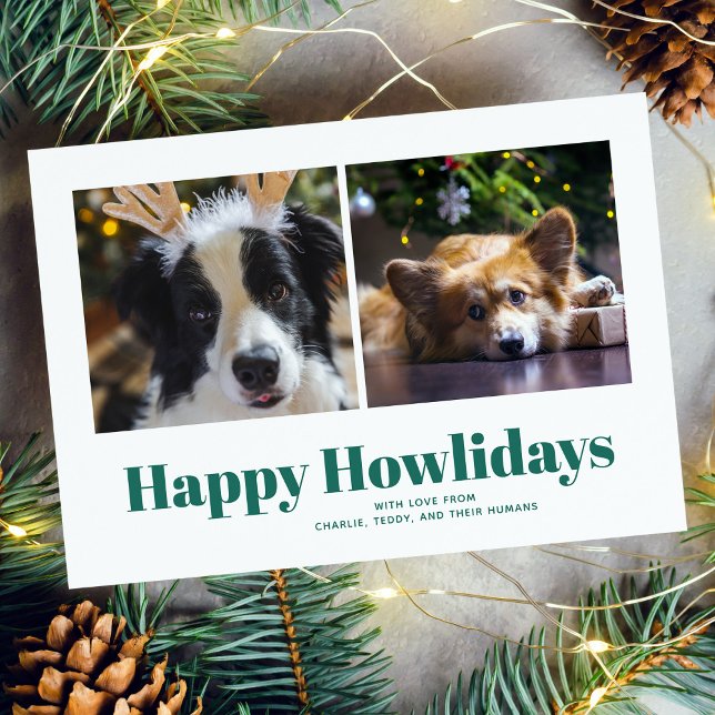 Green "Happy Howlidays" From the Dogs  Holiday Card (Creator Uploaded)