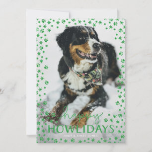 Green Happy Howlidays Pet Lover Holiday Photo Card
