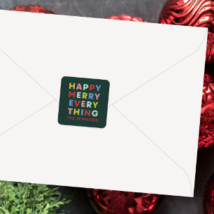 Green Happy Merry Everything Christmas Sticker