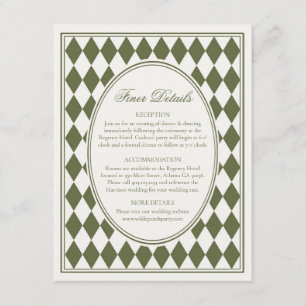 Green Harlequin Checkered Finer Details Wedding Enclosure Card