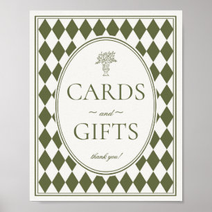 Green Harlequin Chequered Cards and Gifts Sign