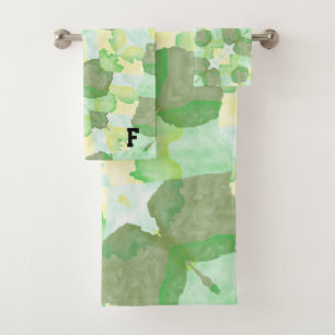 Green Harmony Abstract Pattern Bath Towel Set