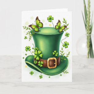 Green Hat Butterflies Scene Card