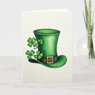 Green Hat Clover Pattern Card