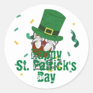 Green hat lucky Shamrock  St. Patrick's Day Classic Round Sticker