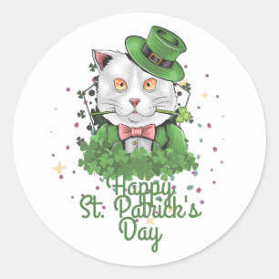 Green hat lucky Shamrock St. Patrick's Day Classic Round Sticker