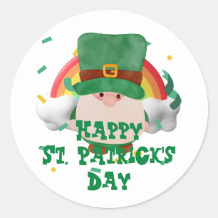 Green hat lucky Shamrock St. Patrick's Day Classic Round Sticker